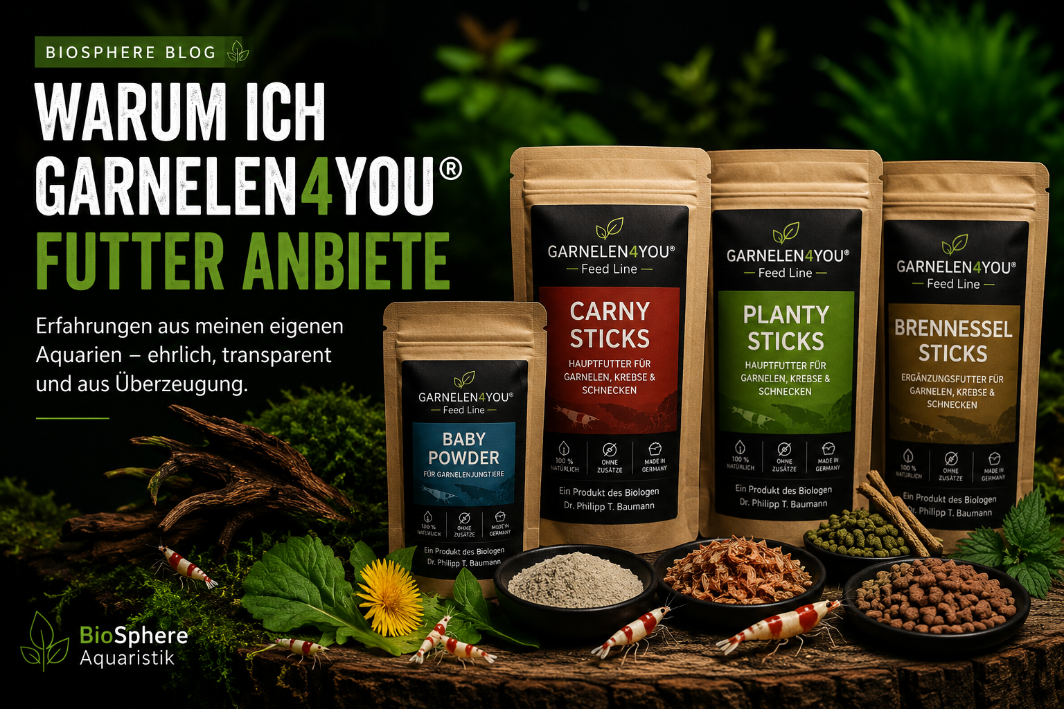 Warum ich bei BioSphere Aquaristik GARNELEN4YOU® Futter anbiete